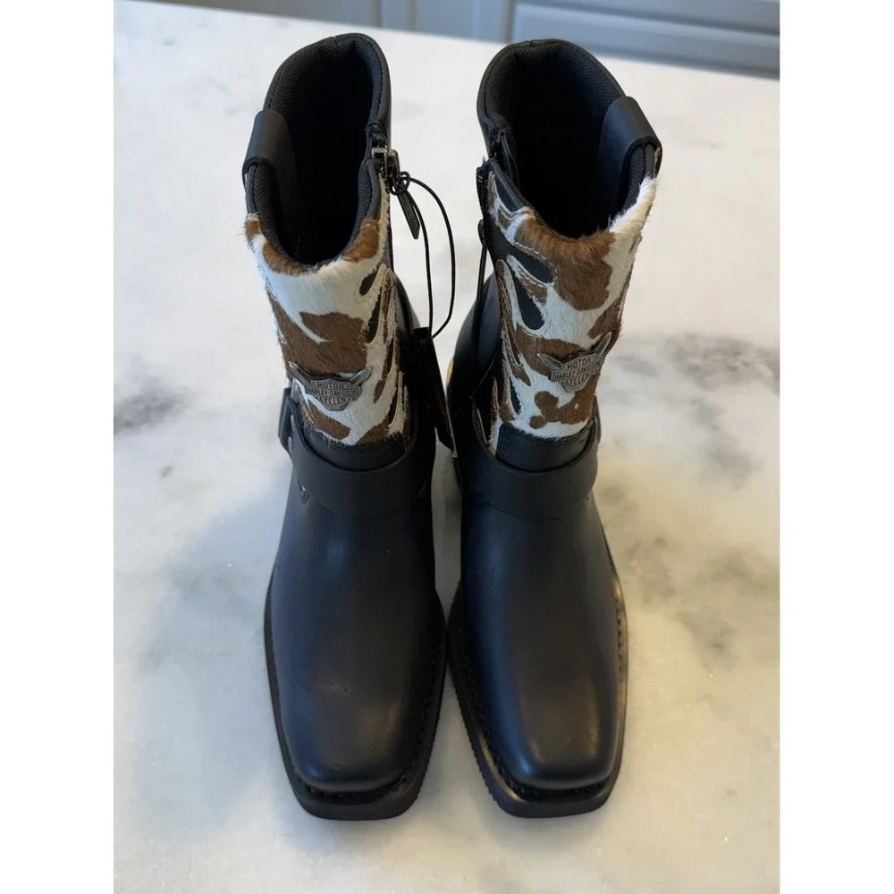 New Harley Davidson Boot Women's Size 5 Cow Print - Picture 2 of 7